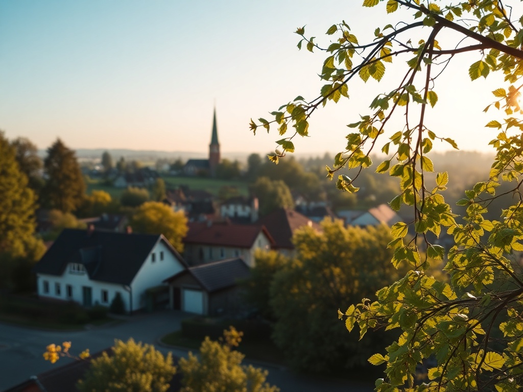 Malowniczy widok na kwitnące drzewa wiśni i czereśni w Parku Zdrojowym w Ciechocinku, z widocznymi w tle drewnianymi elementami architektury uzdrowiskowej.